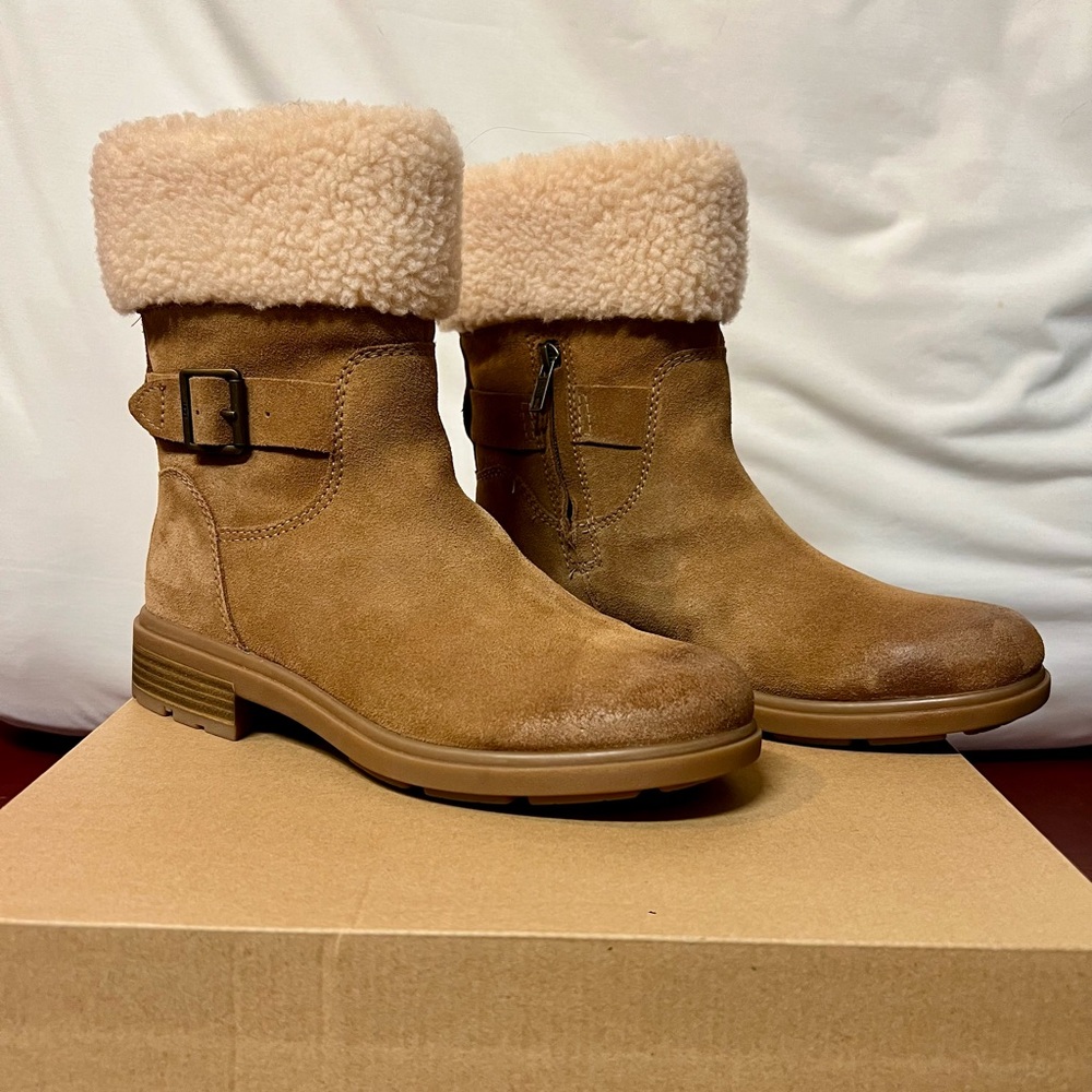 UGG Harrison Cuff Waterproof Suede Boots – Chestnut Tan - Size 8.5